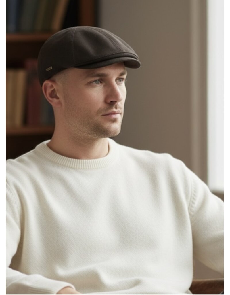 Hatland  Stoere Leren Flatcap Bruin