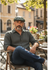 Hatland Leder Flatcap Olivgrün