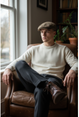 Fiebig Shetland Wollen Flatcap Visgraat Beige