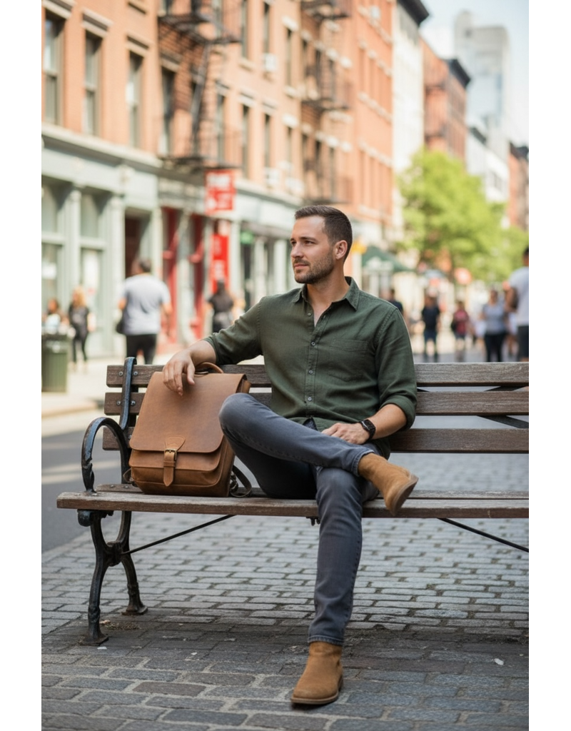 Ruitertassen Leder Handverarbeitete  Rucksack Umhängetasche 2 Fachs