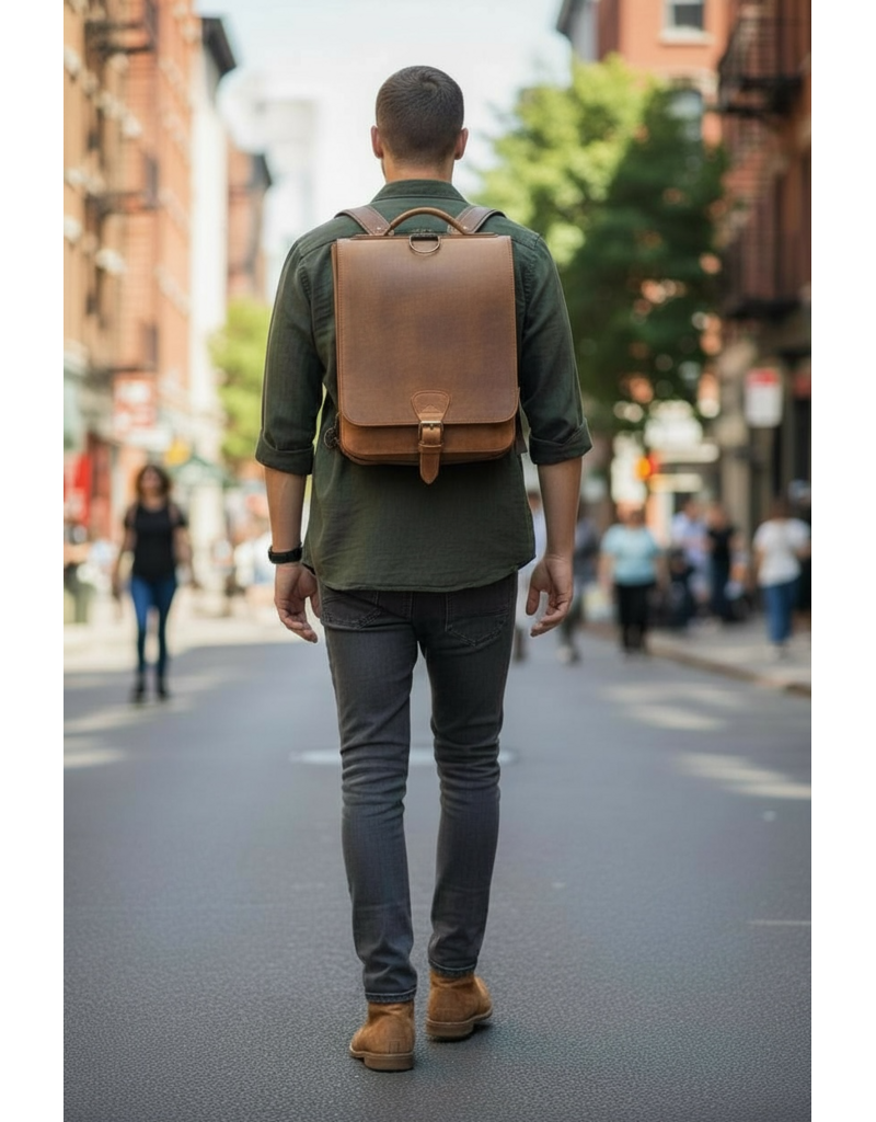 Ruitertassen Leder Handverarbeitete  Rucksack Umhängetasche 2 Fachs