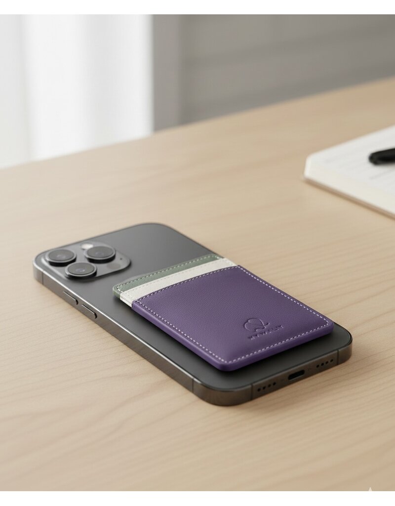 Mywalit Leren Magnetische Pashouder Kaarthouder Magsafe Paars