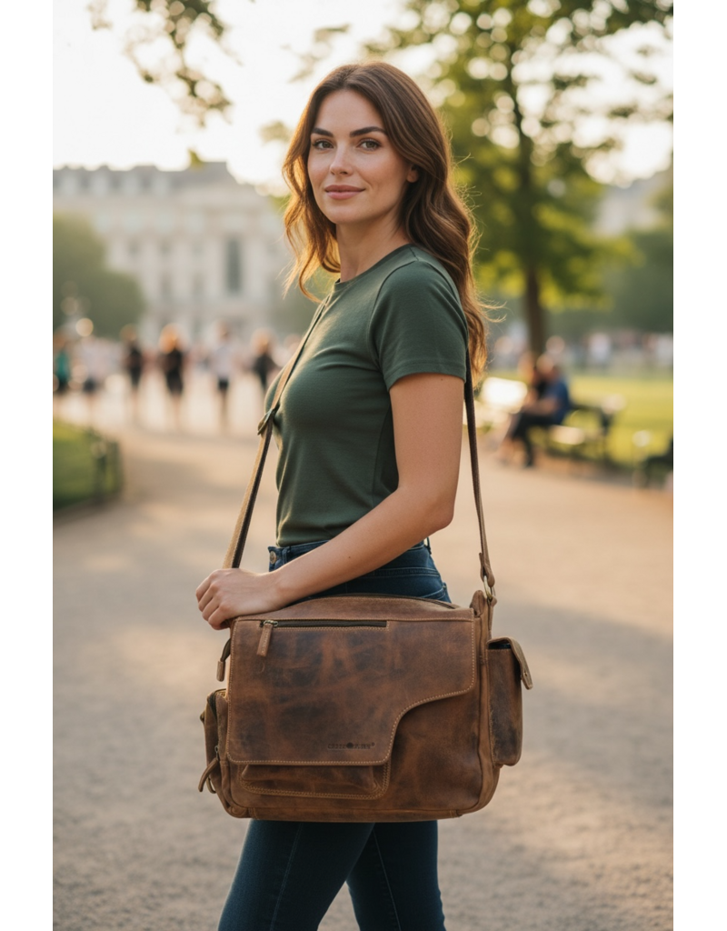 Greenburry Leder Arbeitstasche Uberschlagtasche A4