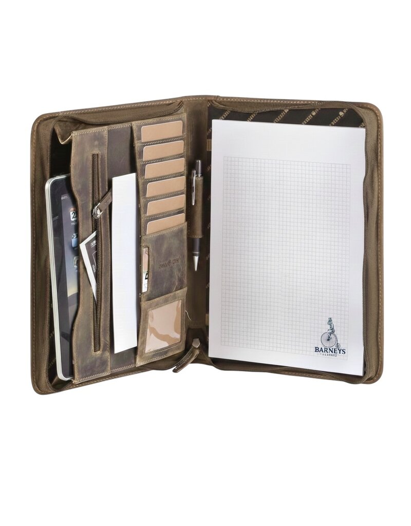 Greenburry Uitgebreide A4 Leren Schrijfmap Vintage