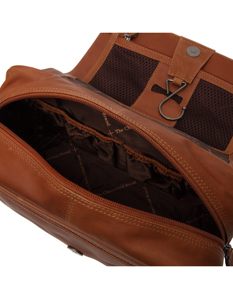 The Chesterfield Brand Leren Toilettas met Ophanghaak Cognac