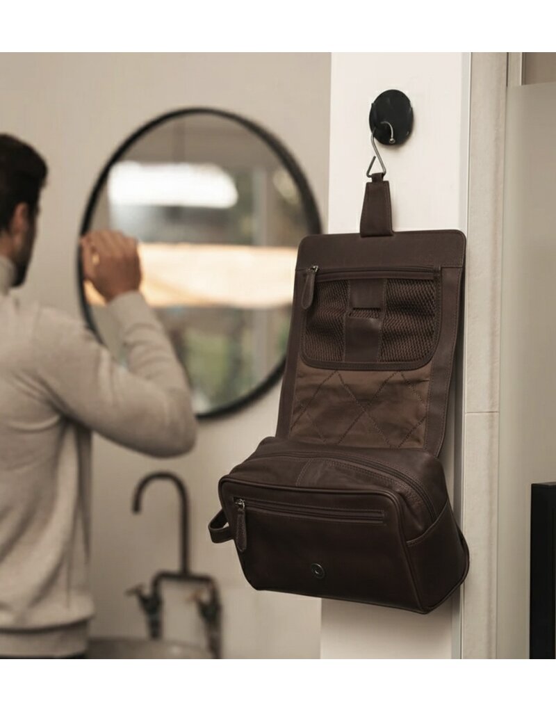 The Chesterfield Brand Leder Kulturtasche mit Aufhängehaken Braun