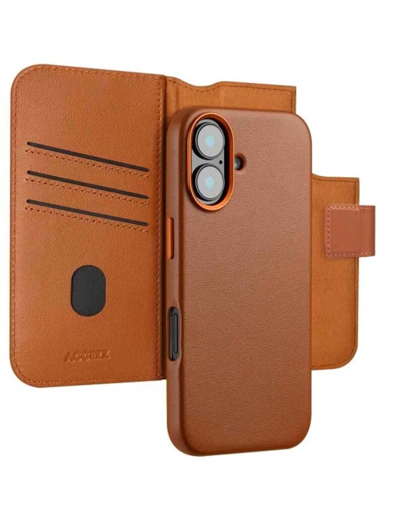 Accezz iPhone 16/Pro/Pro Max/e Hoes 2 in 1 Cover Cognac