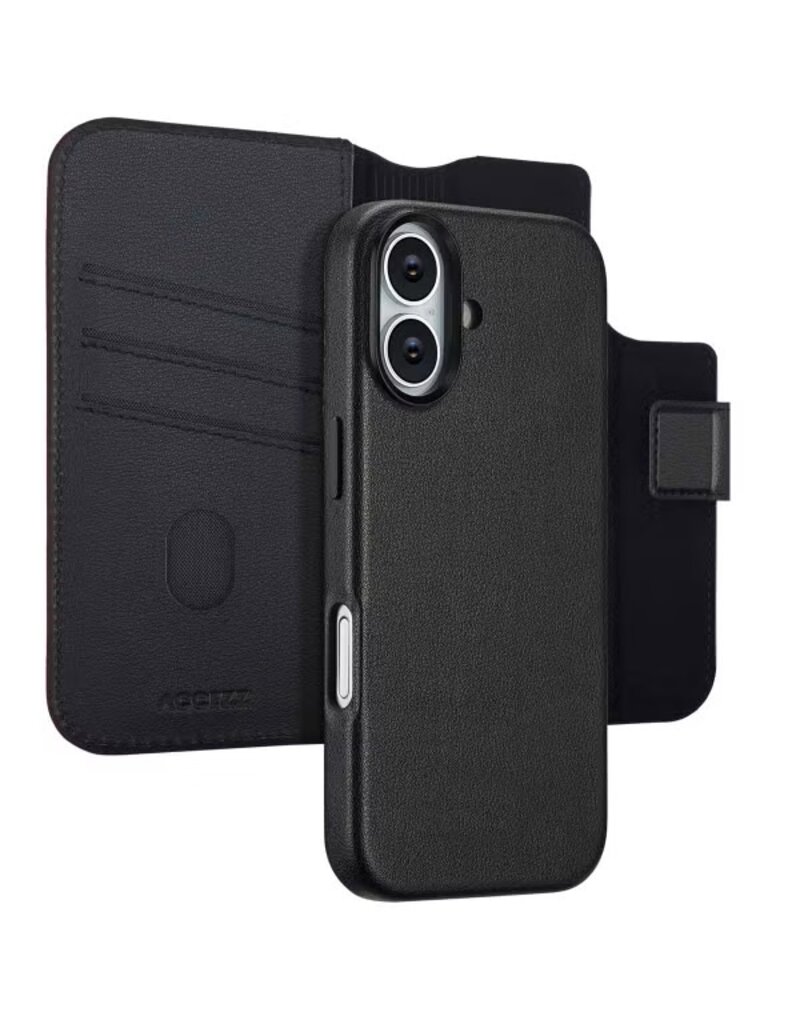Accezz iPhone 17/Pro/Pro Max/Air Leather Bookcase 2-in-1 met MagSafe - Zwart