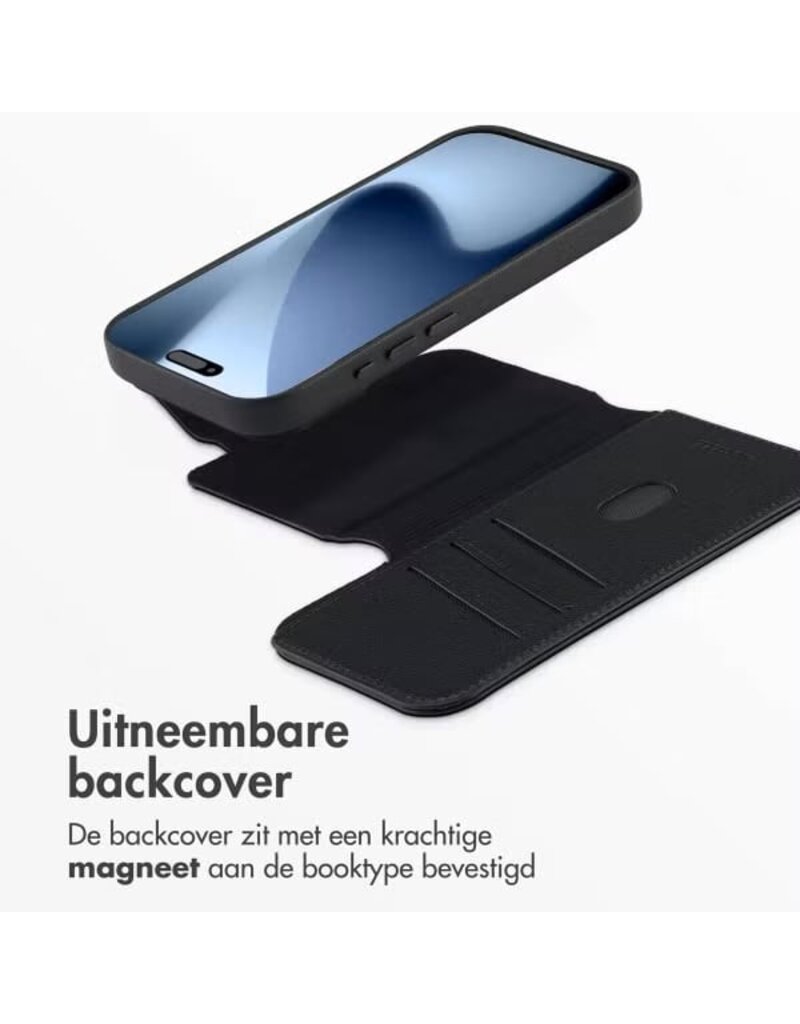 Accezz iPhone 17/Pro/Pro Max/Air Leder-Bookcase 2-in-1 mit MagSafe – Braun