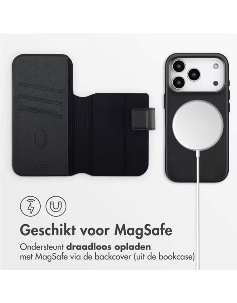 Accezz iPhone 17/Pro/Pro Max/Air Leder-Bookcase 2-in-1 mit MagSafe – Grün
