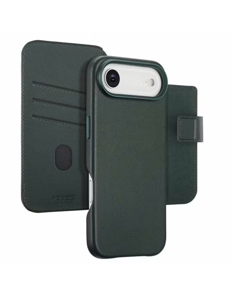 Accezz iPhone 17/Pro/Pro Max/Air Leather Bookcase 2-in-1 met MagSafe - Groen