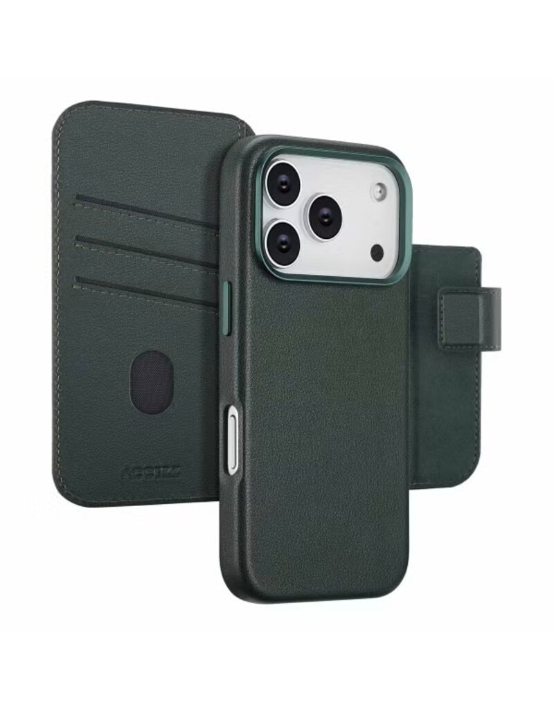 Accezz iPhone 17/Pro/Pro Max/Air Leather Bookcase 2-in-1 met MagSafe - Groen