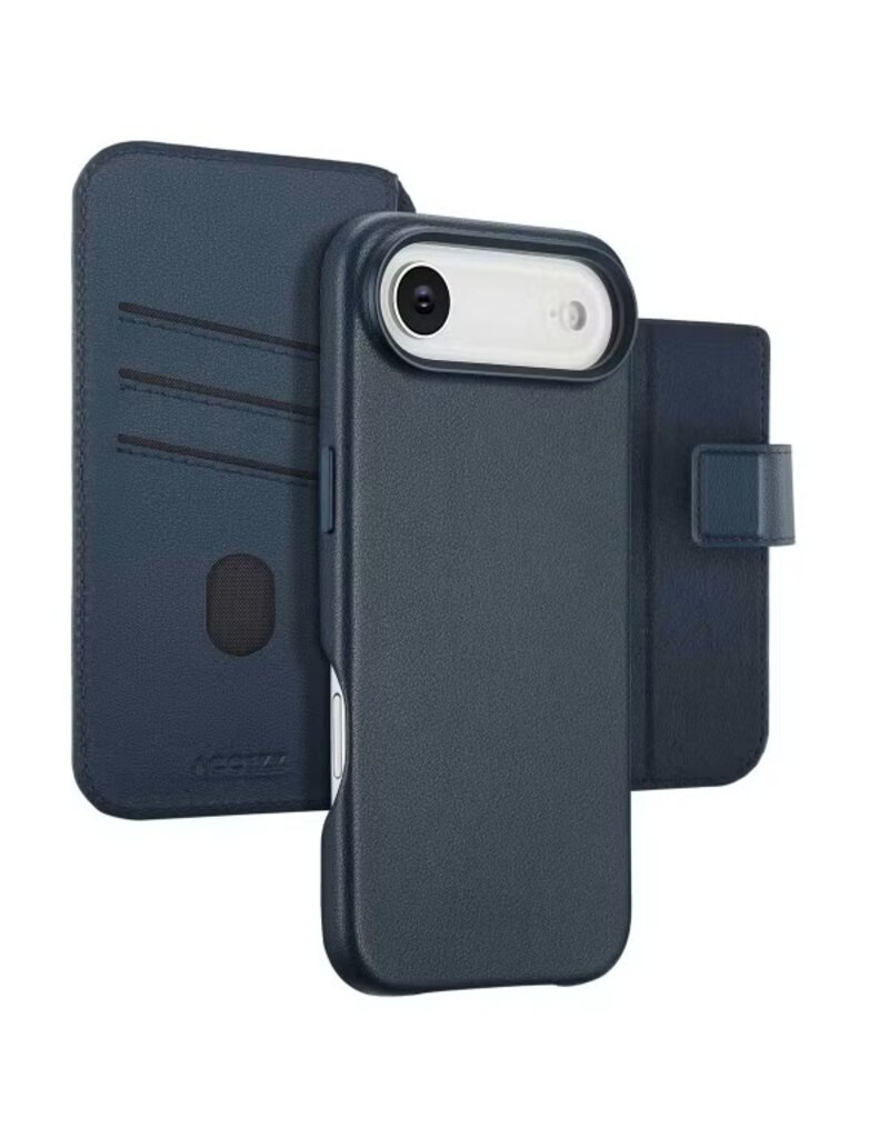 Accezz iPhone 17/Pro/Pro Max/Air Leder-Bookcase 2-in-1 mit MagSafe – Blau