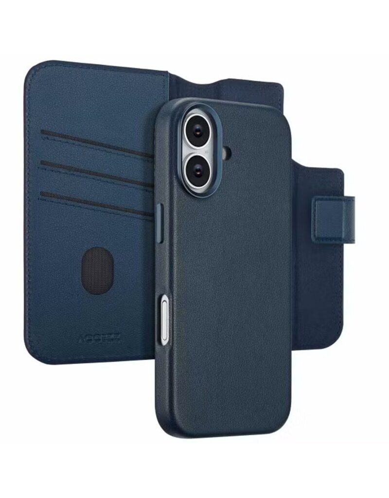 Accezz iPhone 17/Pro/Pro Max/Air Leather Bookcase 2-in-1 met MagSafe - Blauw