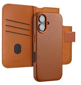 Accezz iPhone 17 Leather Bookcase 2-in-1 met MagSafe – Accezz, Personaliseerbaar - Cognac