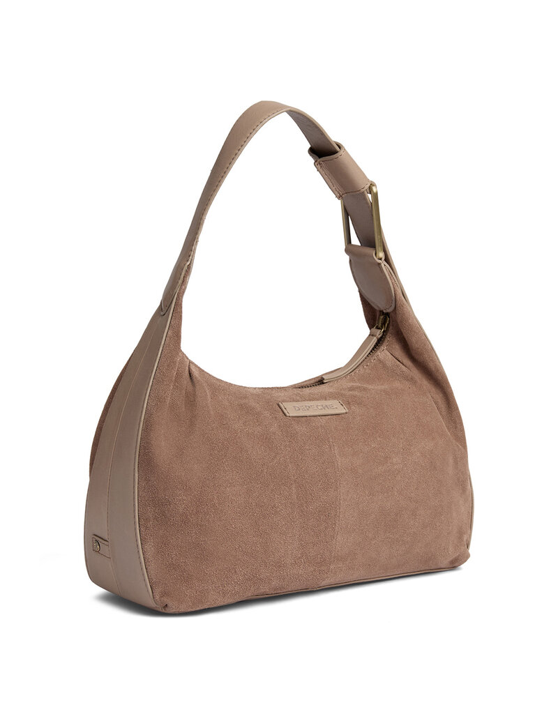 Depeche Luxe Suède & Leren Handtas Taupe – Personaliseerbaar
