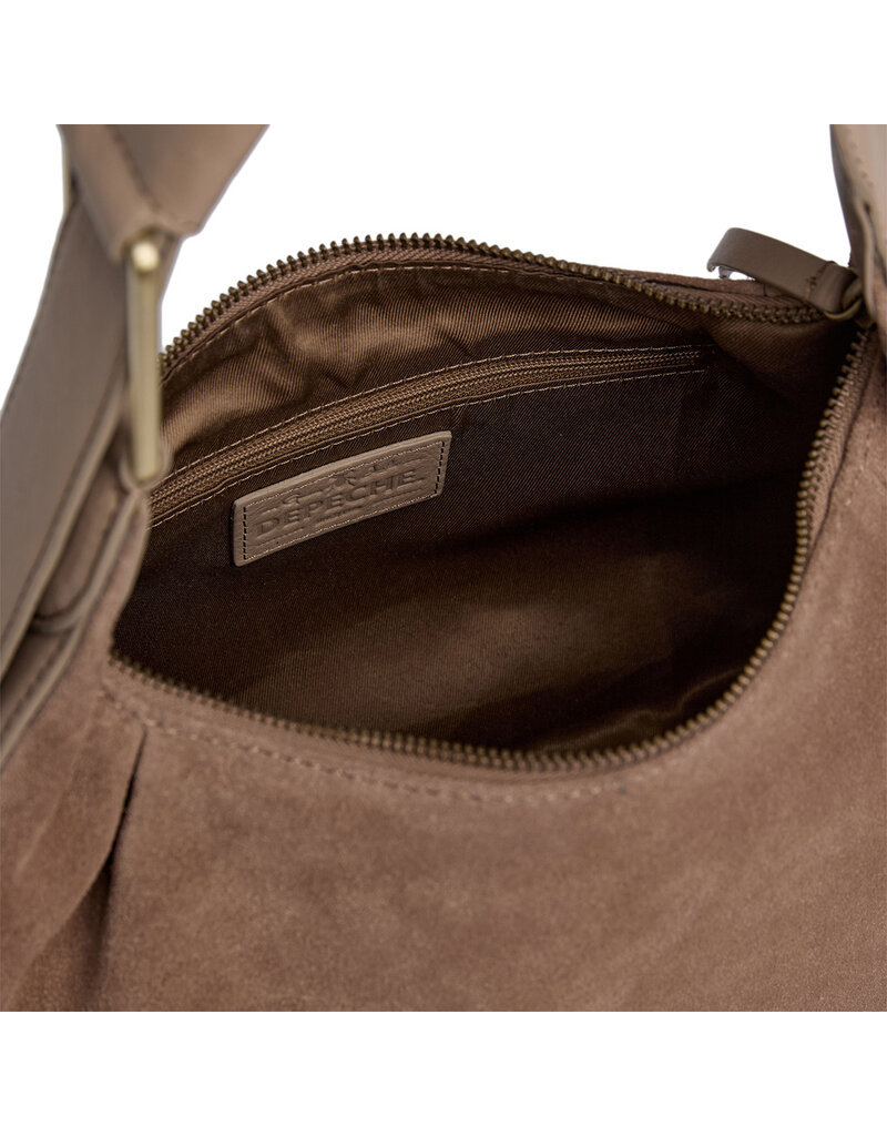Depeche Luxus Handtasche aus Wildleder & Leder Taupe – Personalisierbar