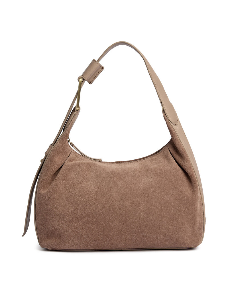 Depeche Luxe Suède & Leren Handtas Taupe – Personaliseerbaar