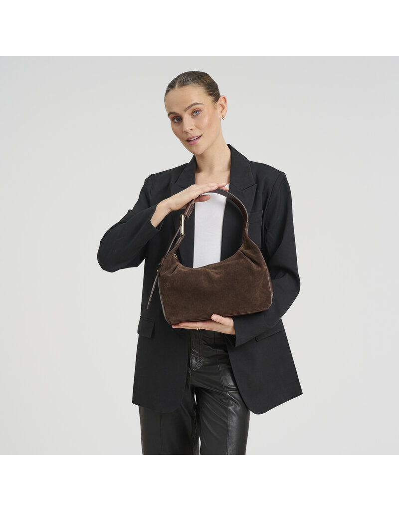 Depeche Luxus Handtasche aus Wildleder & Leder Braun – Personalisierbar