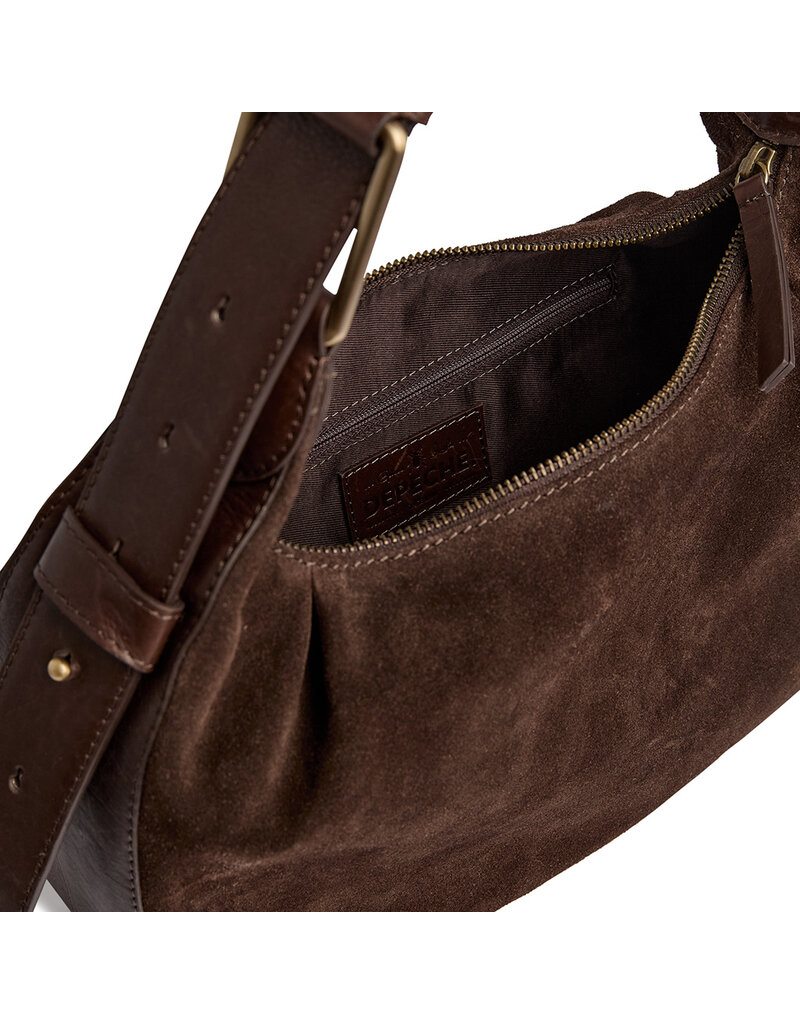 Depeche Luxe Suède & Leren Handtas Bruin – Personaliseerbaar
