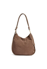 Depeche Luxus Wildleder- & Leder-Schultertasche Taupe – Elegante Handtasche für Damen