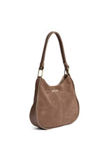 Depeche Luxe Suède & Leren Schoudertas Taupe – Elegante Handtas voor Dames