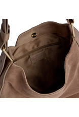 Depeche Luxus Wildleder- & Leder-Schultertasche Taupe – Elegante Handtasche für Damen