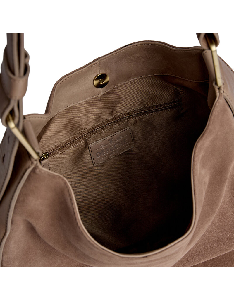 Depeche Luxus Wildleder- & Leder-Schultertasche Taupe – Elegante Handtasche für Damen