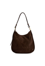 Depeche Luxe Suède & Leren Schoudertas Bruin – Elegante Handtas voor Dames