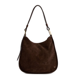 Depeche Luxus Wildleder- & Leder-Schultertasche Braun