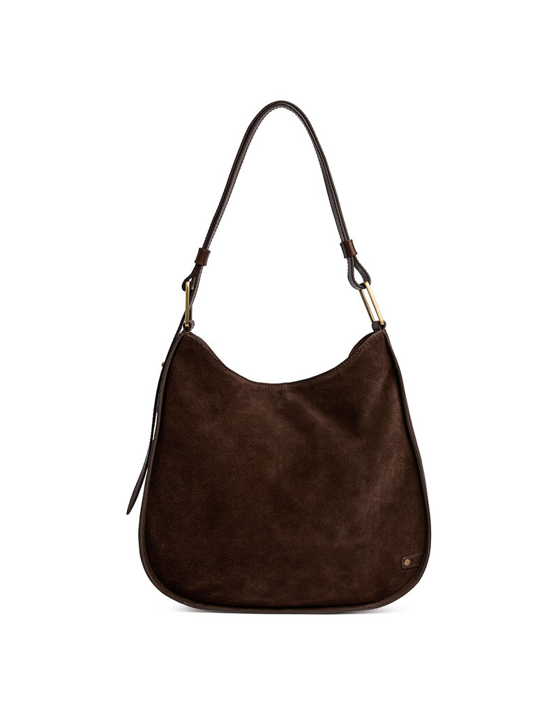 Depeche Luxe Suède & Leren Schoudertas Bruin – Elegante Handtas voor Dames