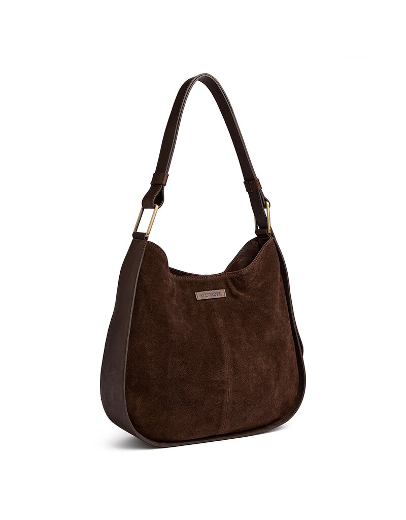 Depeche Luxus Wildleder- & Leder-Schultertasche Braun – Elegante Handtasche für Damen