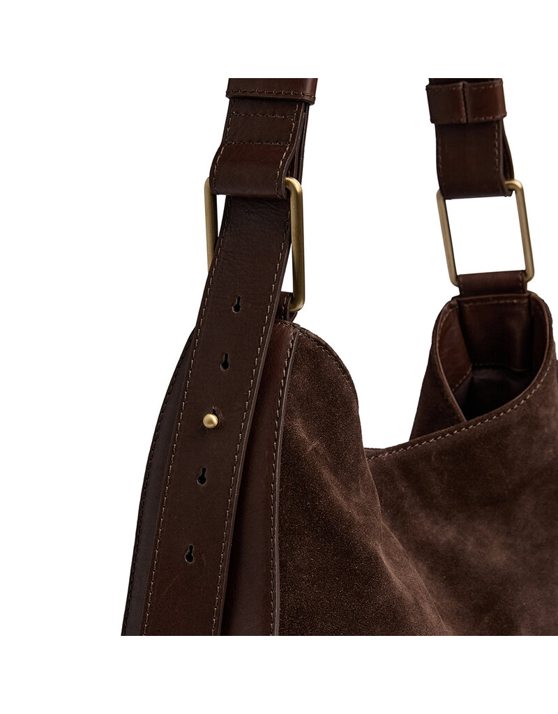 Depeche Luxus Wildleder- & Leder-Schultertasche Braun – Elegante Handtasche für Damen