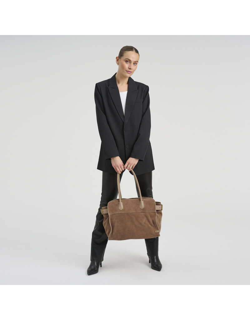 Depeche Luxe Suède Shopper Taupe – Ruime en Elegante Handtas