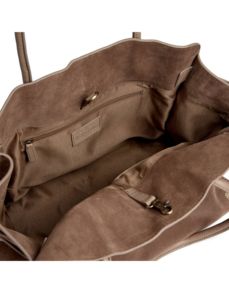 Depeche Luxe Suède Shopper Taupe – Ruime en Elegante Handtas