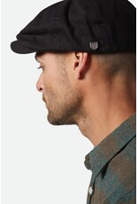 Brixton Brood Snap Cap Schwarz – Klassische Newsboy Cap mit Modernem Twist