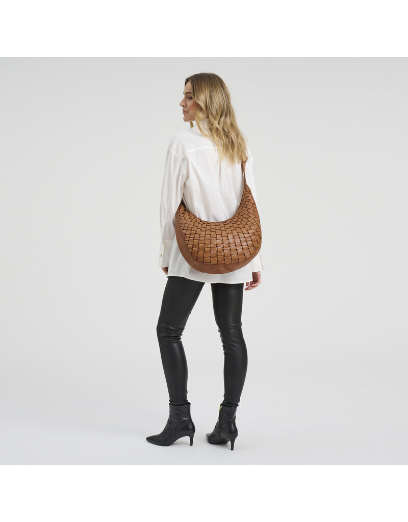 Depeche Schoudertas van Leer – Handgeweven Design met Bohemian Luxe