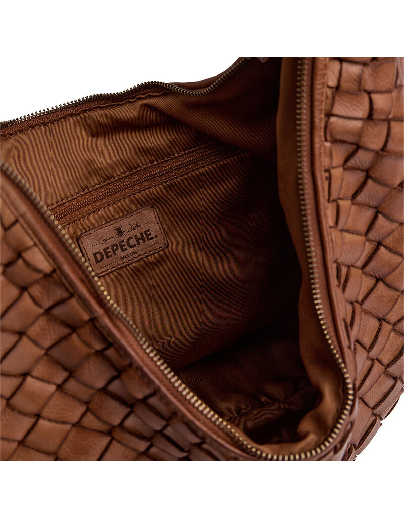 Depeche Schoudertas van Leer – Handgeweven Design met Bohemian Luxe