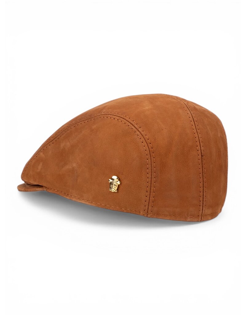 Little Man Leder Schiebermütze Cognac – Minimalistisches Design aus Italienischer Handwerkskunst