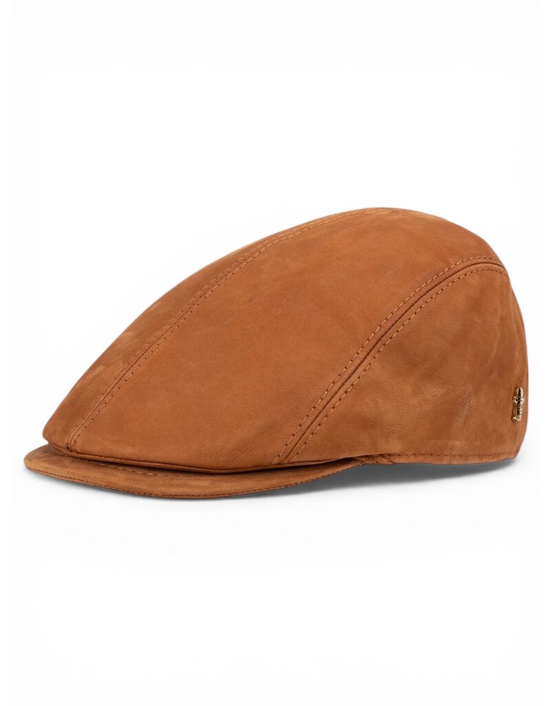 Little Man Leren Flatcap Cognac – Minimalistisch Design van Italiaans Vakmanschap