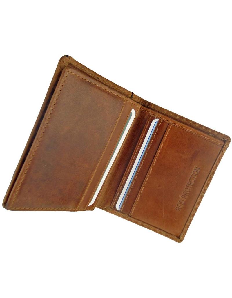 LD Leder Kreditkartenhalter Mit Scheinfach Burnt RFID