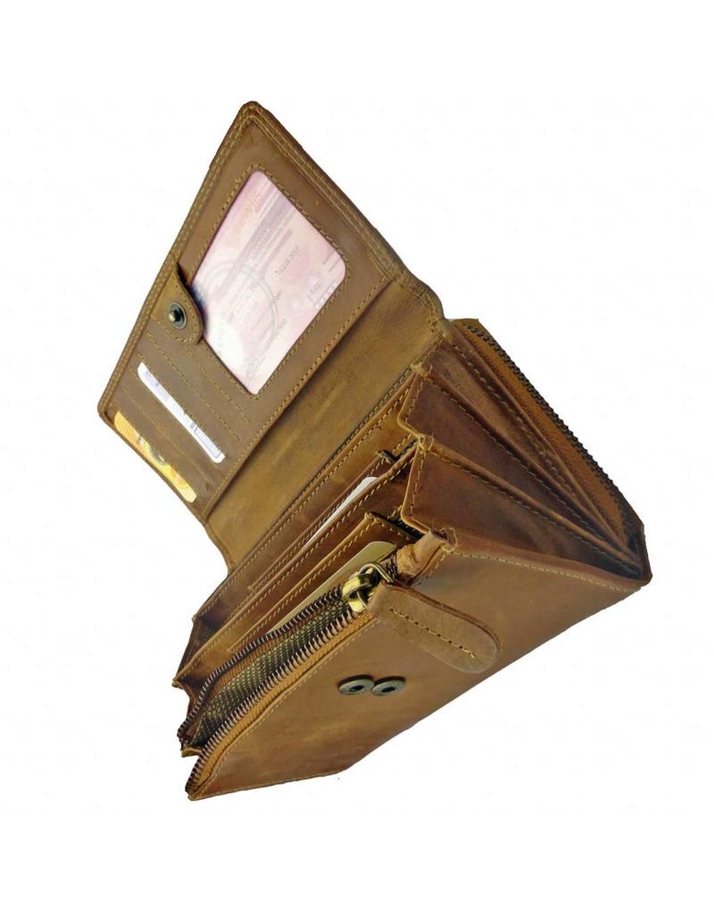 LD Ruime Leren Dames Portemonnee Met Mobielvak