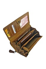 LD Ruime Leren Dames Portemonnee Met Mobielvak