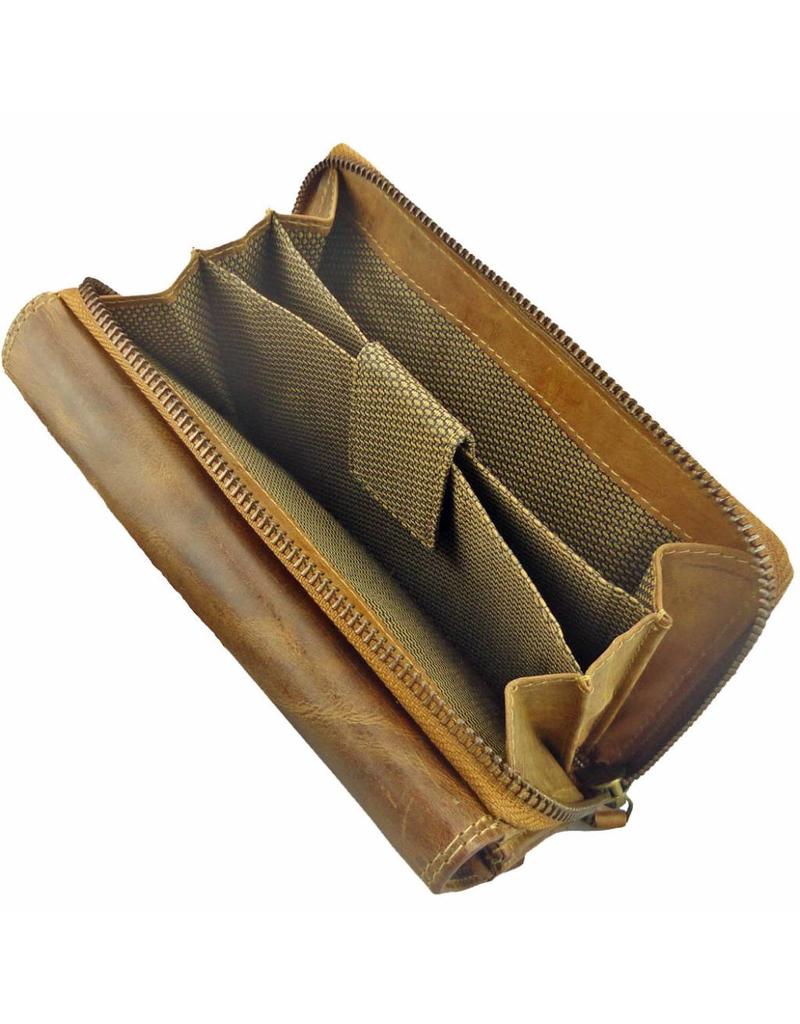 LD Ruime Leren Dames Portemonnee Met Mobielvak