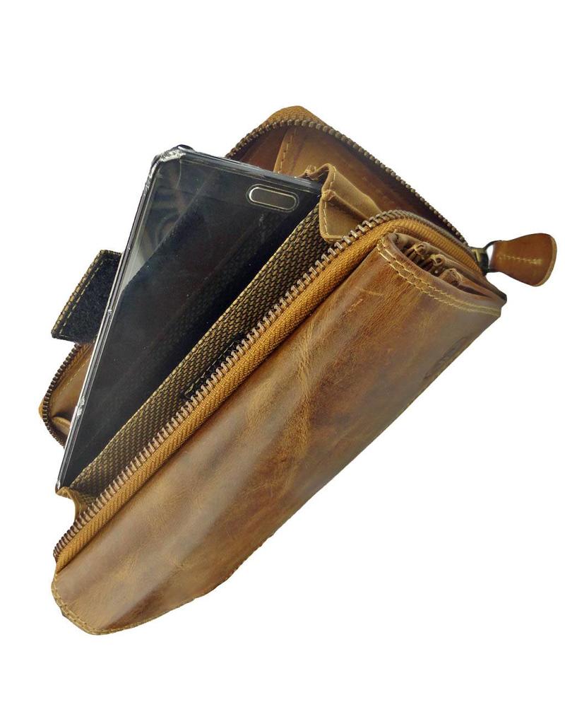 LD Ruime Leren Dames Portemonnee Met Mobielvak