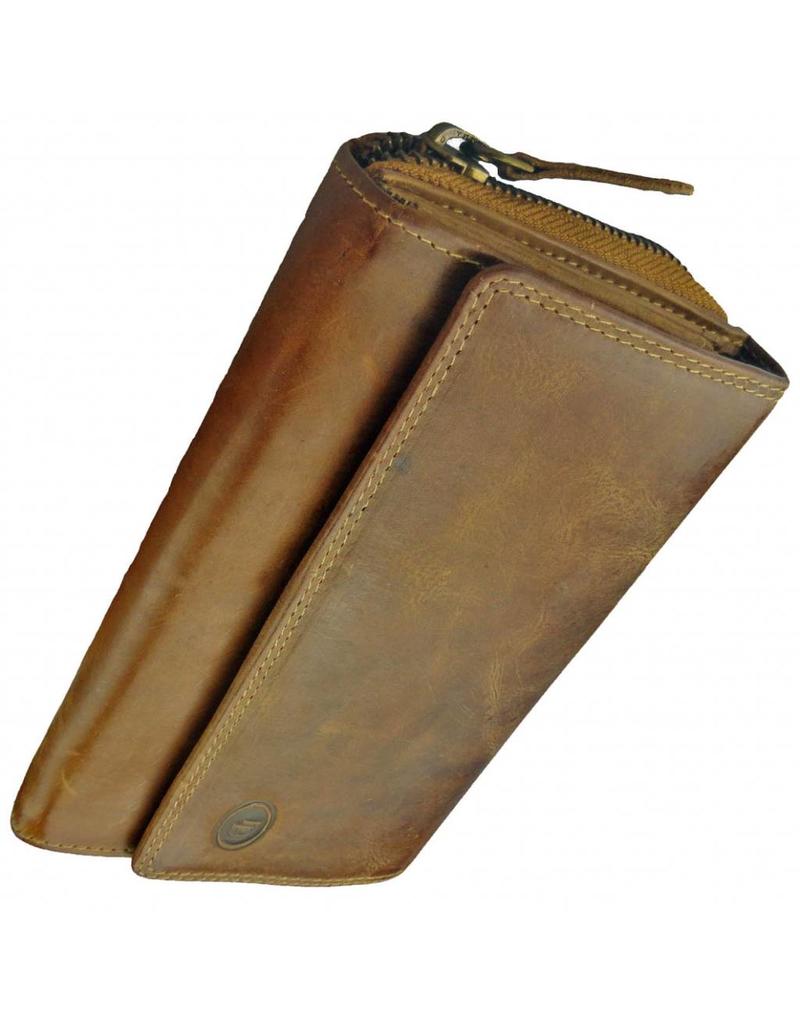 LD Ruime Leren Dames Portemonnee Met Mobielvak