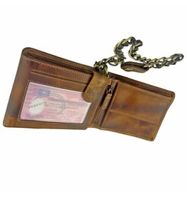 LD Leder Heren Portemonnee Met Ketting Laag Model