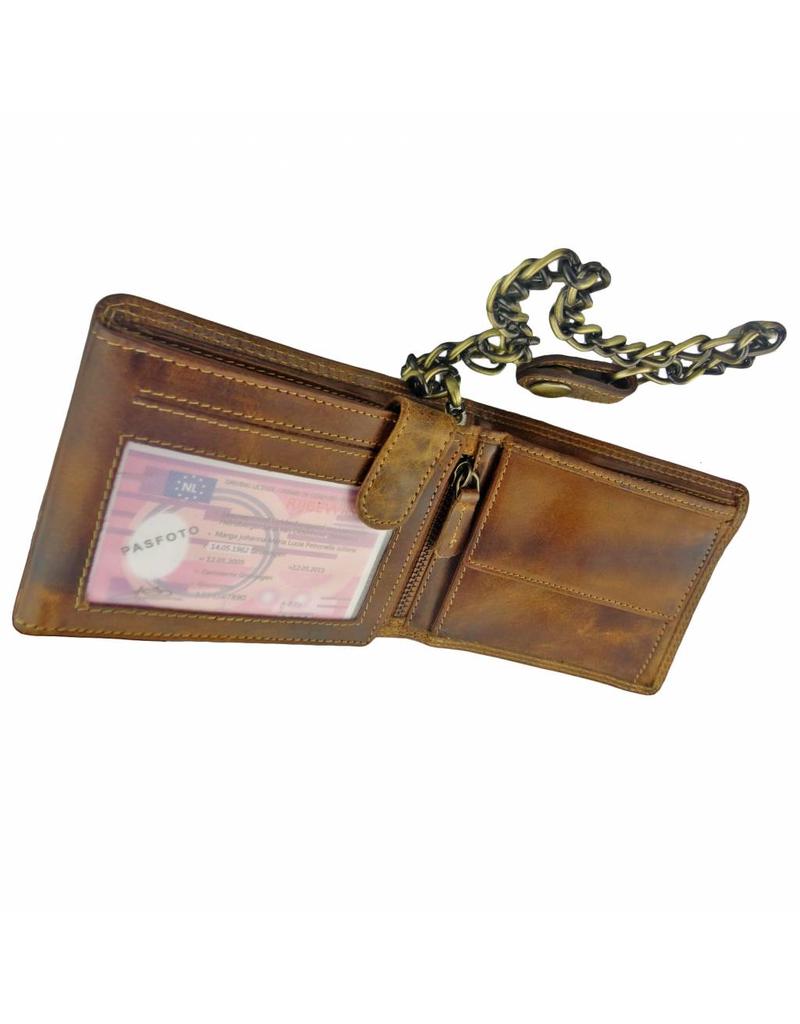 LD Leder Heren Portemonnee Met Ketting Laag Model