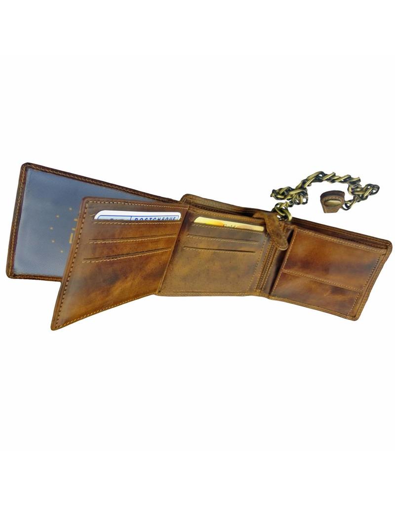 LD Leder Heren Portemonnee Met Ketting Laag Model
