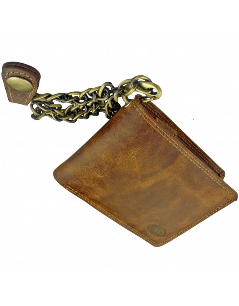 LD Leder Heren Portemonnee Met Ketting Laag Model
